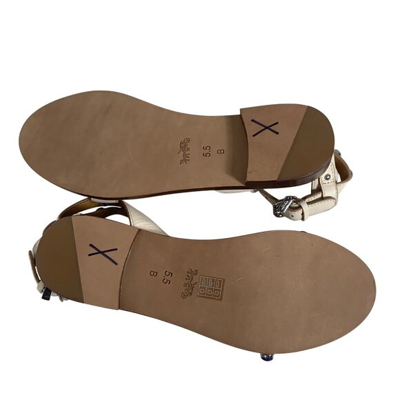 COACH Sadie Embellished Gladiator Off-White Leather Sandal Charm Hang Tag SZ 5.5 - Picture 6 of 6